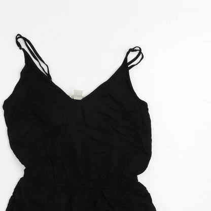H&M Womens Black Viscose Playsuit One-Piece Size 6 Pullover - Elastic Waist