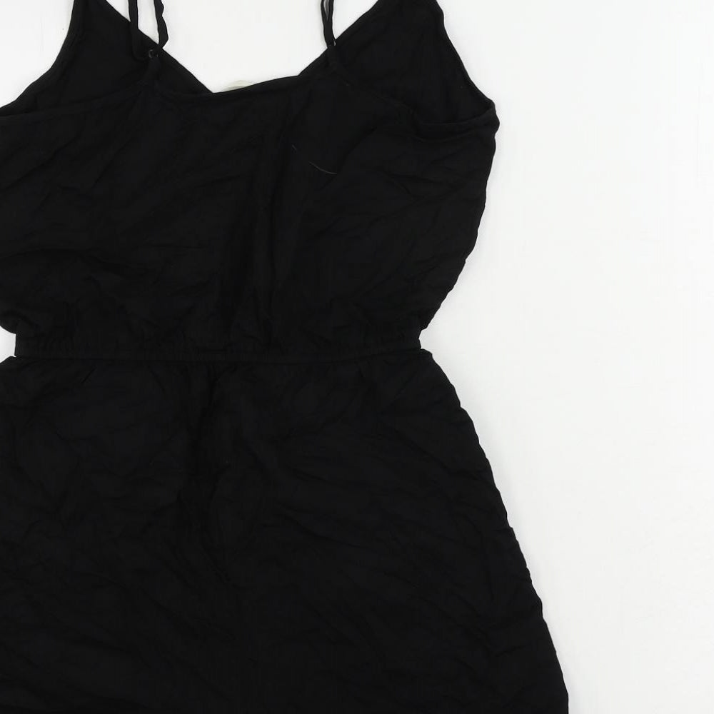 H&M Womens Black Viscose Playsuit One-Piece Size 6 Pullover - Elastic Waist