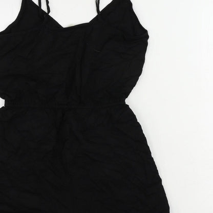 H&M Womens Black Viscose Playsuit One-Piece Size 6 Pullover - Elastic Waist