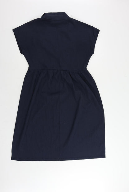 Mamalicious Womens Blue Polyester A-Line Size M Collared Pullover