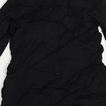 NEXT Womens Black Cotton Shirt Dress Size 8 Collared Button