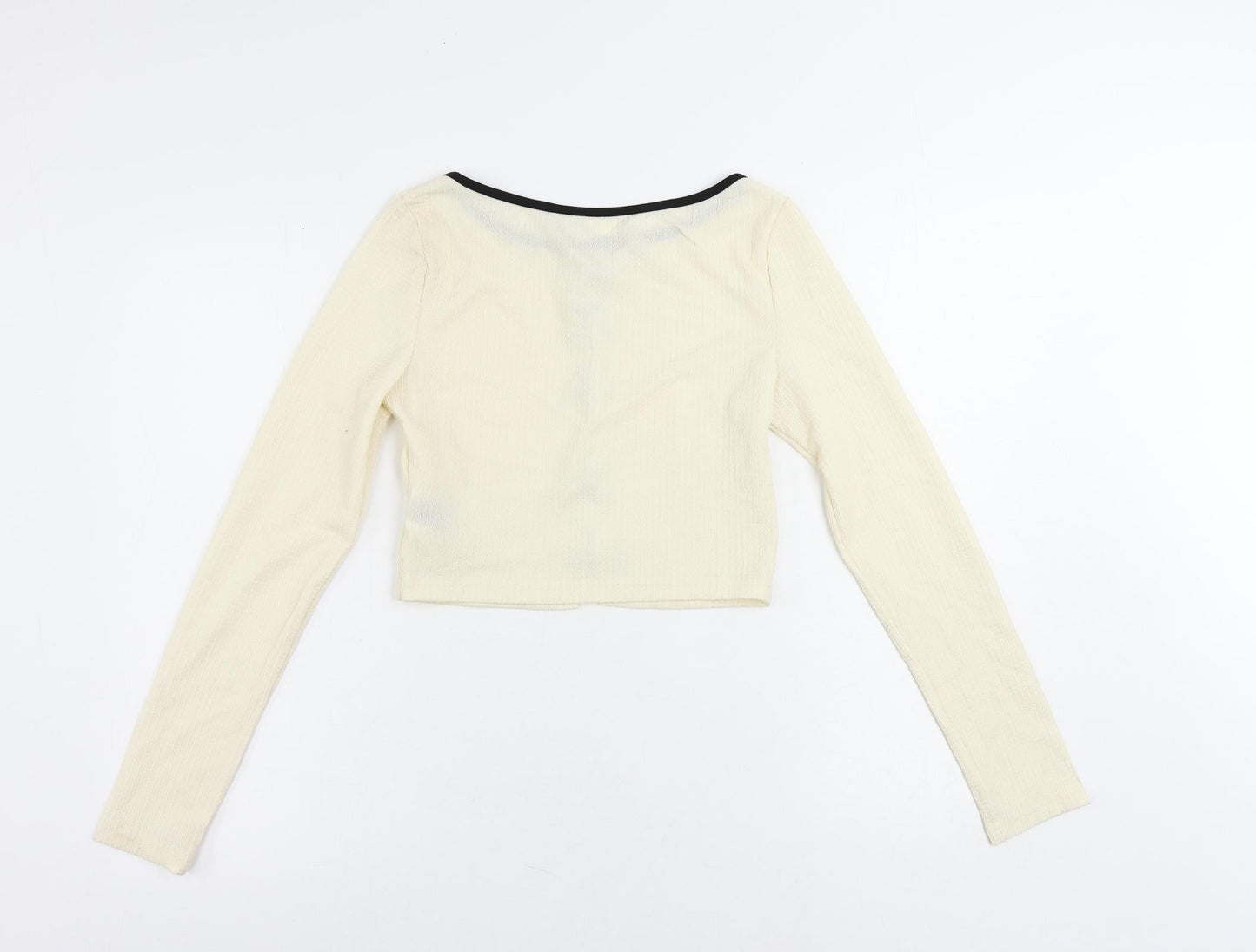 Womens UK Size S ROMWE Ivory Cropped Blouse