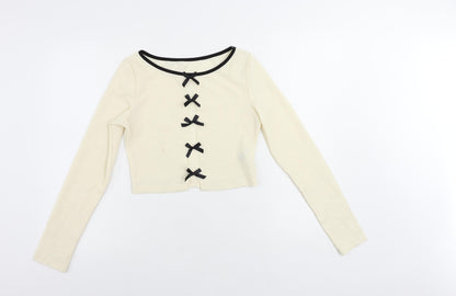 Womens UK Size S ROMWE Ivory Cropped Blouse