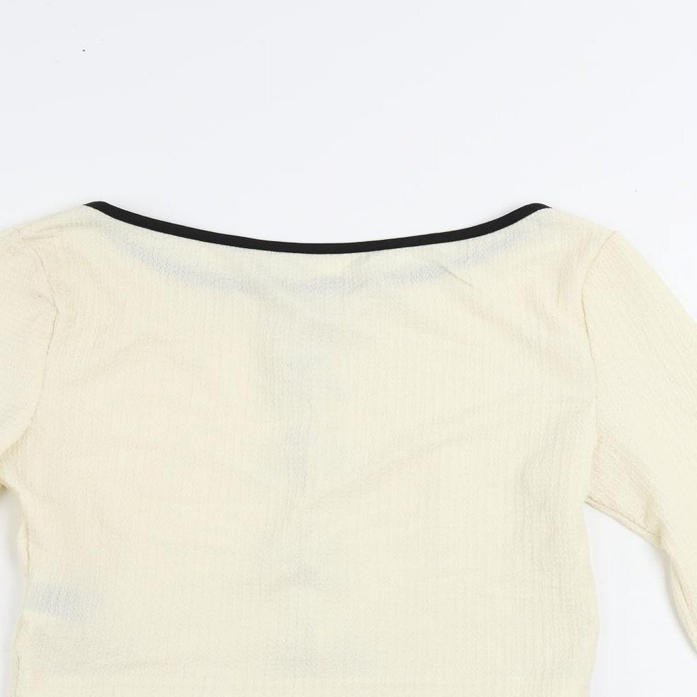 Womens UK Size S ROMWE Ivory Cropped Blouse