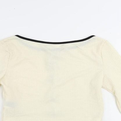 Womens UK Size S ROMWE Ivory Cropped Blouse