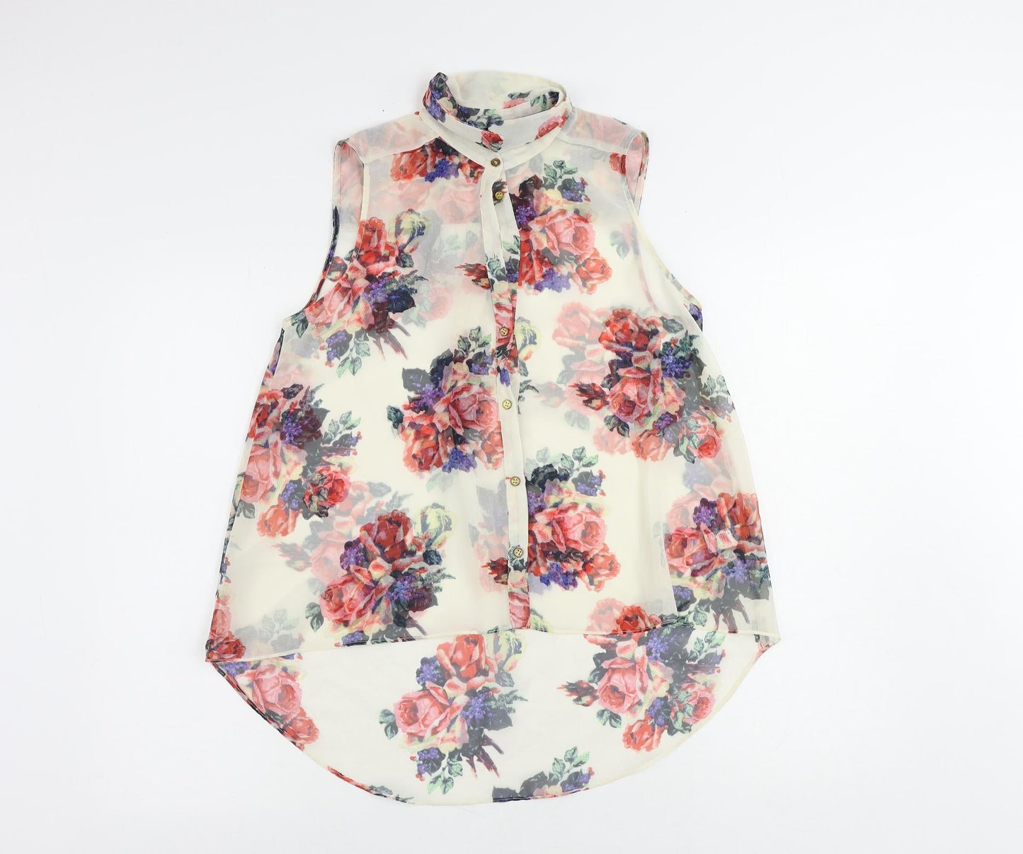 Womens UK Size 10 Topshop Ivory Basic Button-Up