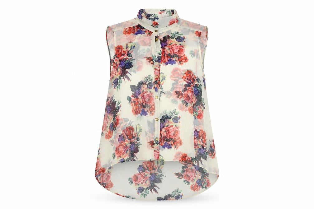 Womens UK Size 10 Topshop Ivory Basic Button-Up