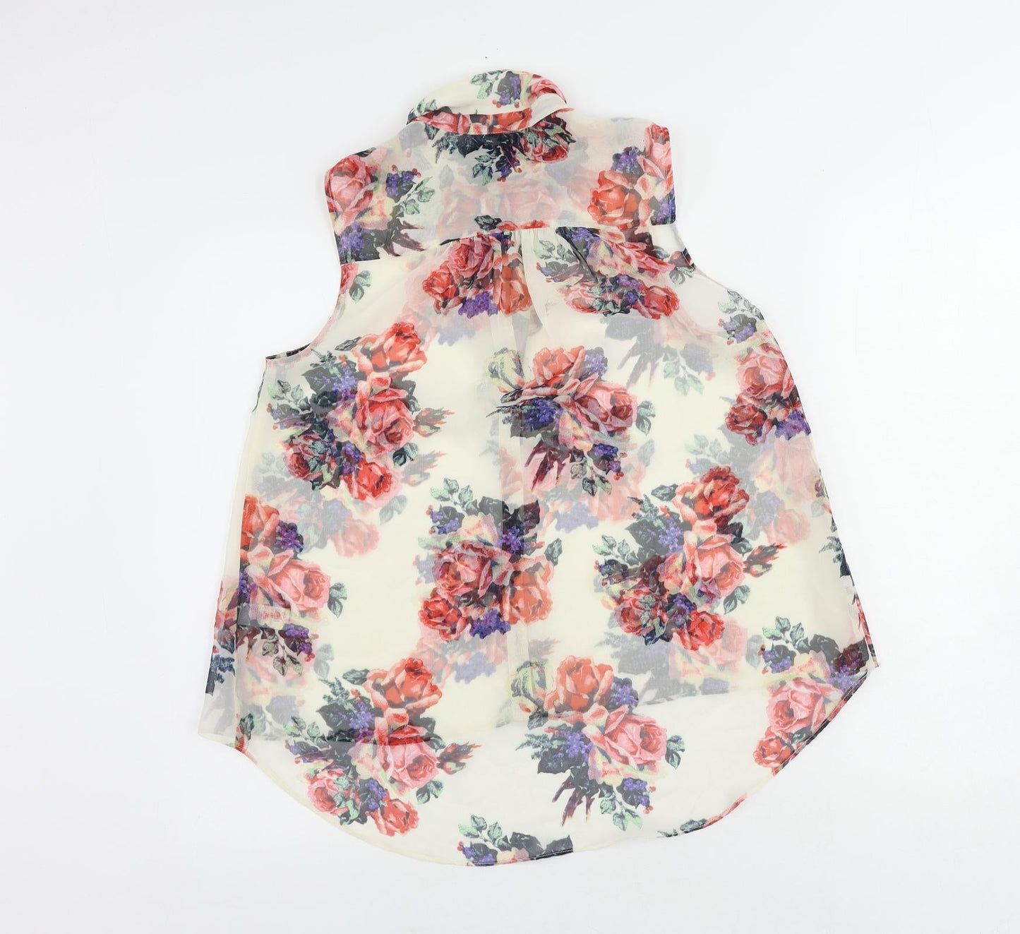 Womens UK Size 10 Topshop Ivory Basic Button-Up