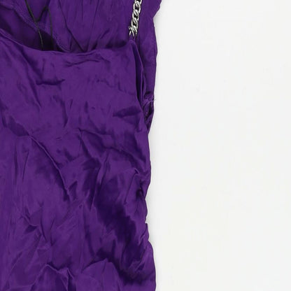 Zara Womens Purple Viscose Mini Size XS Cowl Neck Pullover - Chain Straps