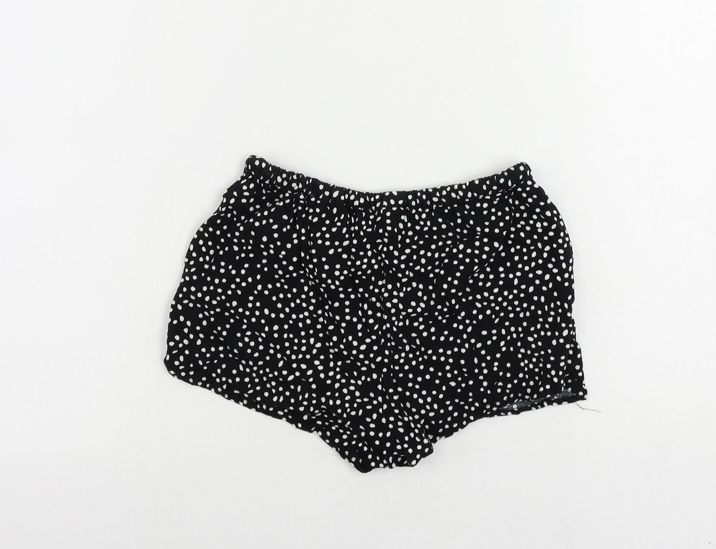 H&M Womens Black Polka Dot Viscose Basic Shorts Size 6 L3 in Regular Drawstring - Elastic Waist
