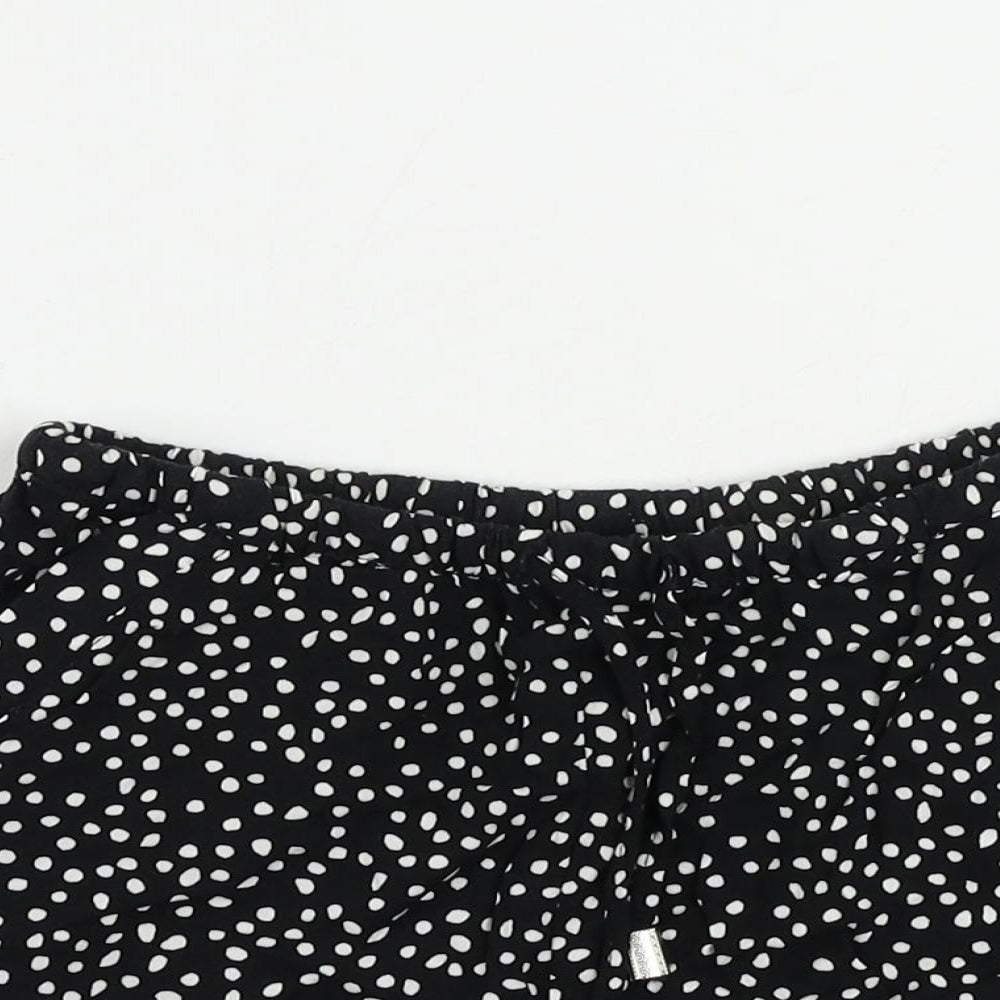 H&M Womens Black Polka Dot Viscose Basic Shorts Size 6 L3 in Regular Drawstring - Elastic Waist