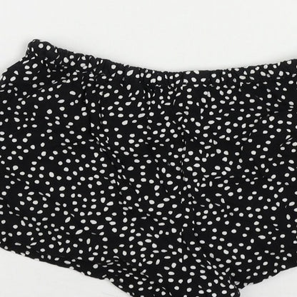 H&M Womens Black Polka Dot Viscose Basic Shorts Size 6 L3 in Regular Drawstring - Elastic Waist