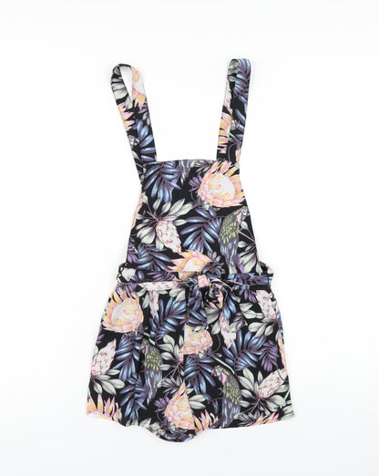 H&M Womens Multicoloured Floral Polyester Playsuit One-Piece Size 4 Zip