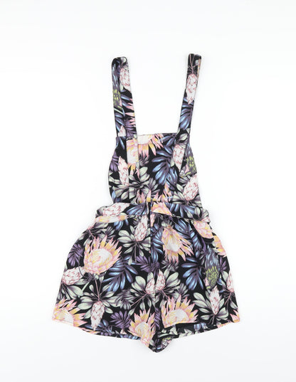 H&M Womens Multicoloured Floral Polyester Playsuit One-Piece Size 4 Zip