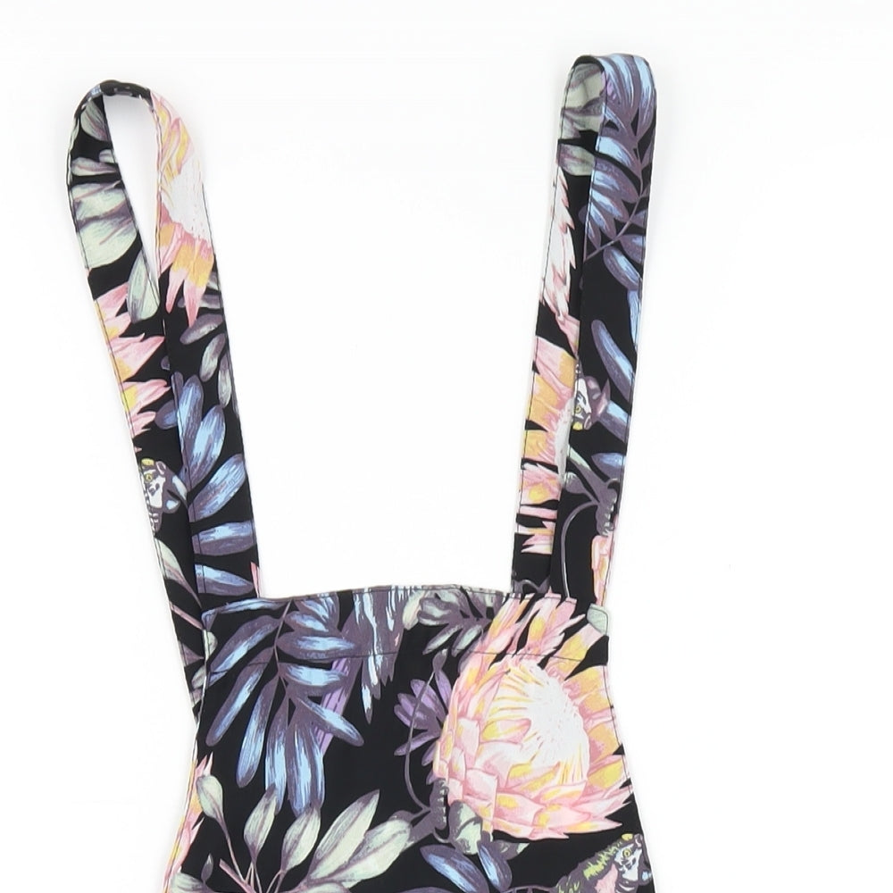 H&M Womens Multicoloured Floral Polyester Playsuit One-Piece Size 4 Zip