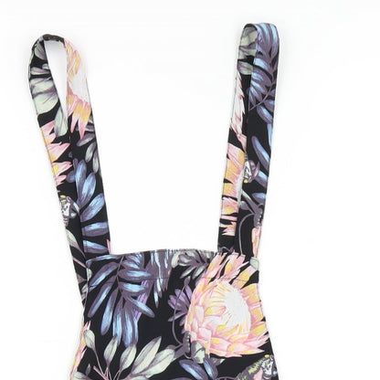 H&M Womens Multicoloured Floral Polyester Playsuit One-Piece Size 4 Zip