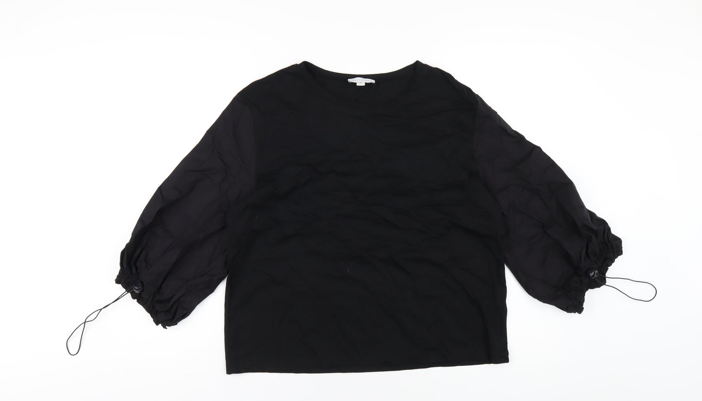 Womens UK Size M Warehouse Black Basic T-Shirt