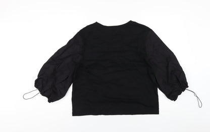 Womens UK Size M Warehouse Black Basic T-Shirt