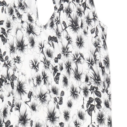 H&M Womens White Floral Polyester A-Line Size 10 Scoop Neck Pullover