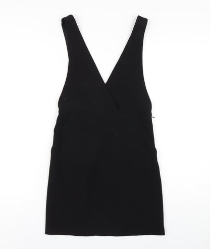 H&M Womens Black Polyester A-Line Size 6 V-Neck Zip
