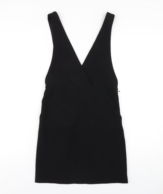 H&M Womens Black Polyester A-Line Size 6 V-Neck Zip