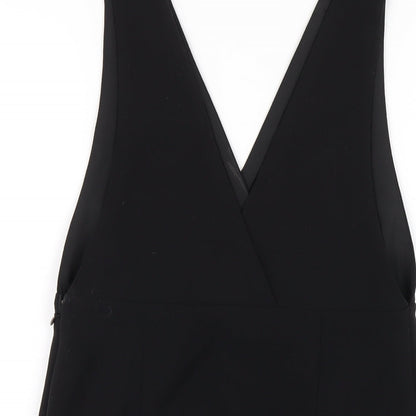 H&M Womens Black Polyester A-Line Size 6 V-Neck Zip