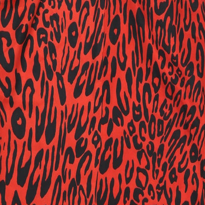 Zara Womens Red Animal Print Polyester A-Line Size S Round Neck Zip