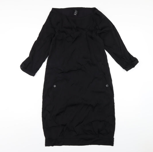 H&M Womens Black Polyester A-Line Size 6 Boat Neck Pullover