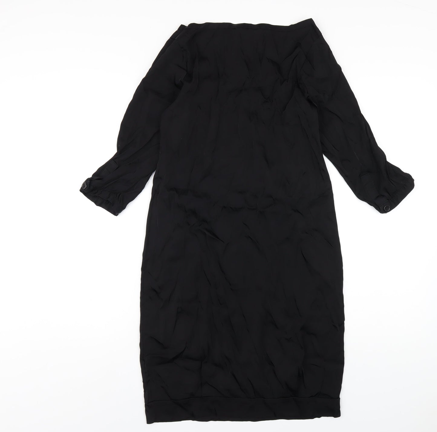 H&M Womens Black Polyester A-Line Size 6 Boat Neck Pullover
