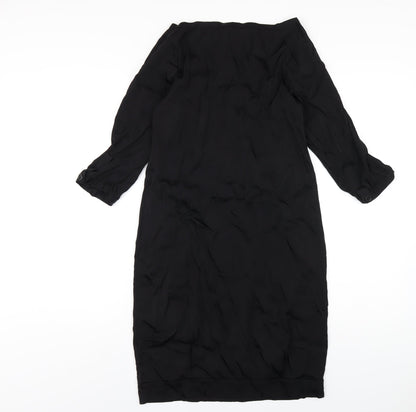 H&M Womens Black Polyester A-Line Size 6 Boat Neck Pullover