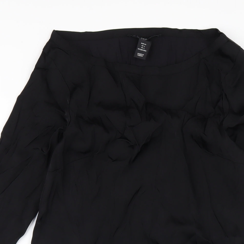 H&M Womens Black Polyester A-Line Size 6 Boat Neck Pullover