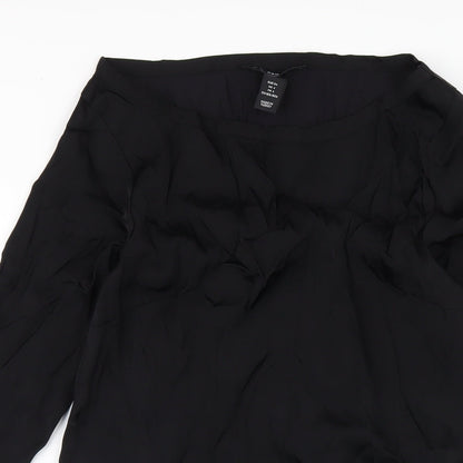 H&M Womens Black Polyester A-Line Size 6 Boat Neck Pullover