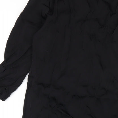 H&M Womens Black Polyester A-Line Size 6 Boat Neck Pullover