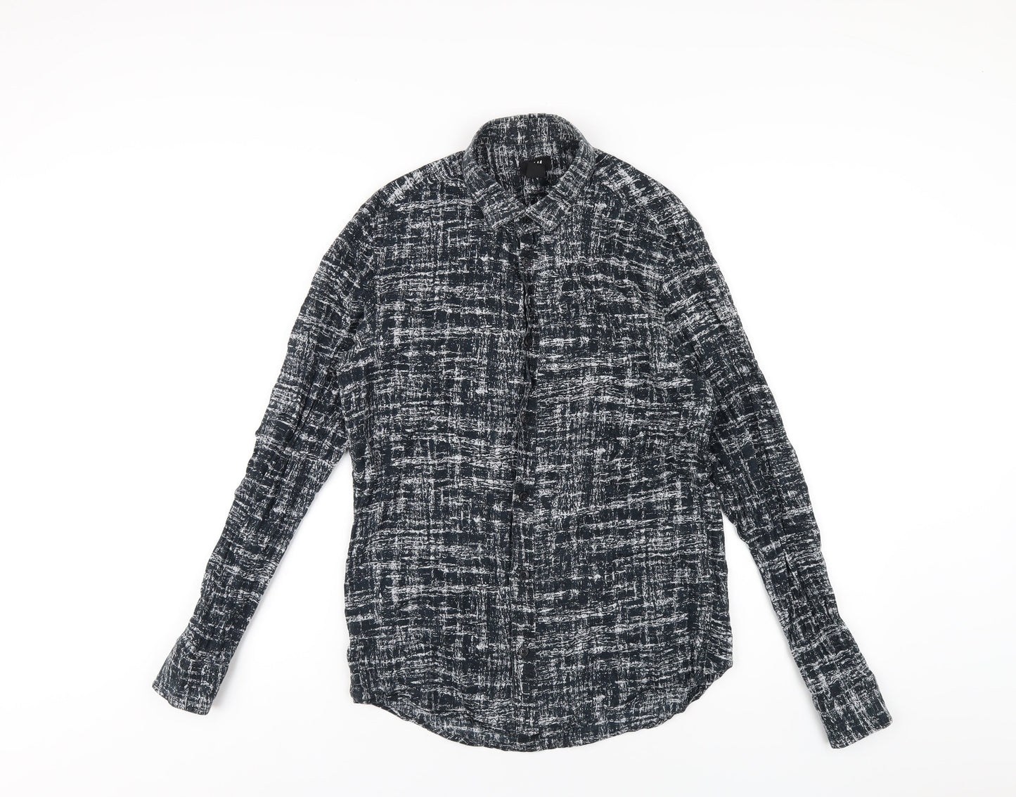 Womens UK Size S H&M Black Basic Button-Up