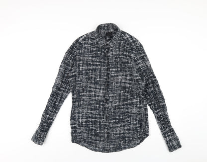 Womens UK Size S H&M Black Basic Button-Up