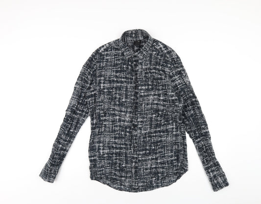 Womens UK Size S H&M Black Basic Button-Up