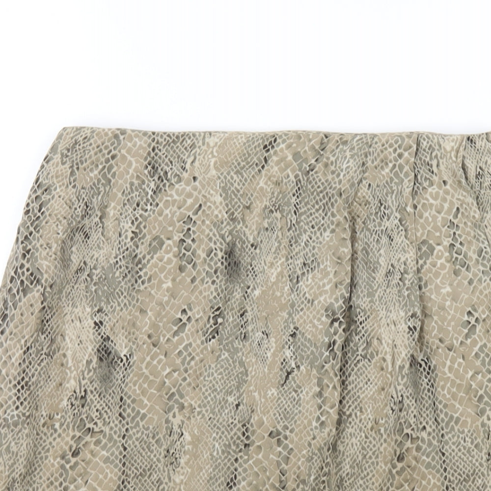 Liz Claiborne Womens Beige Animal Print Silk A-Line Skirt Size 8 Zip