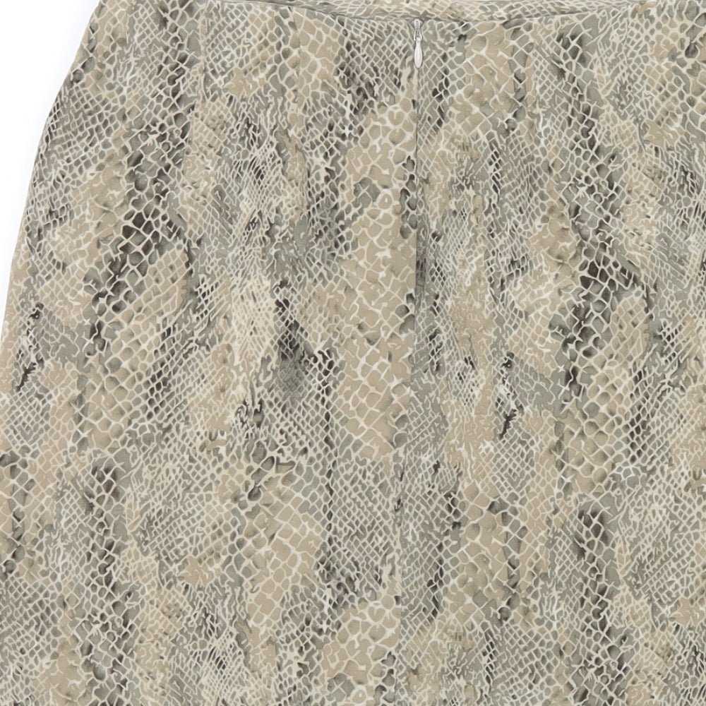 Liz Claiborne Womens Beige Animal Print Silk A-Line Skirt Size 8 Zip