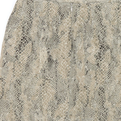 Liz Claiborne Womens Beige Animal Print Silk A-Line Skirt Size 8 Zip