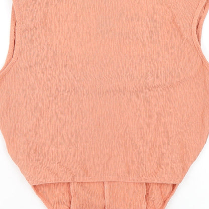 Boohoo Womens Orange Polyester Basic T-Shirt Size 12 Square Neck