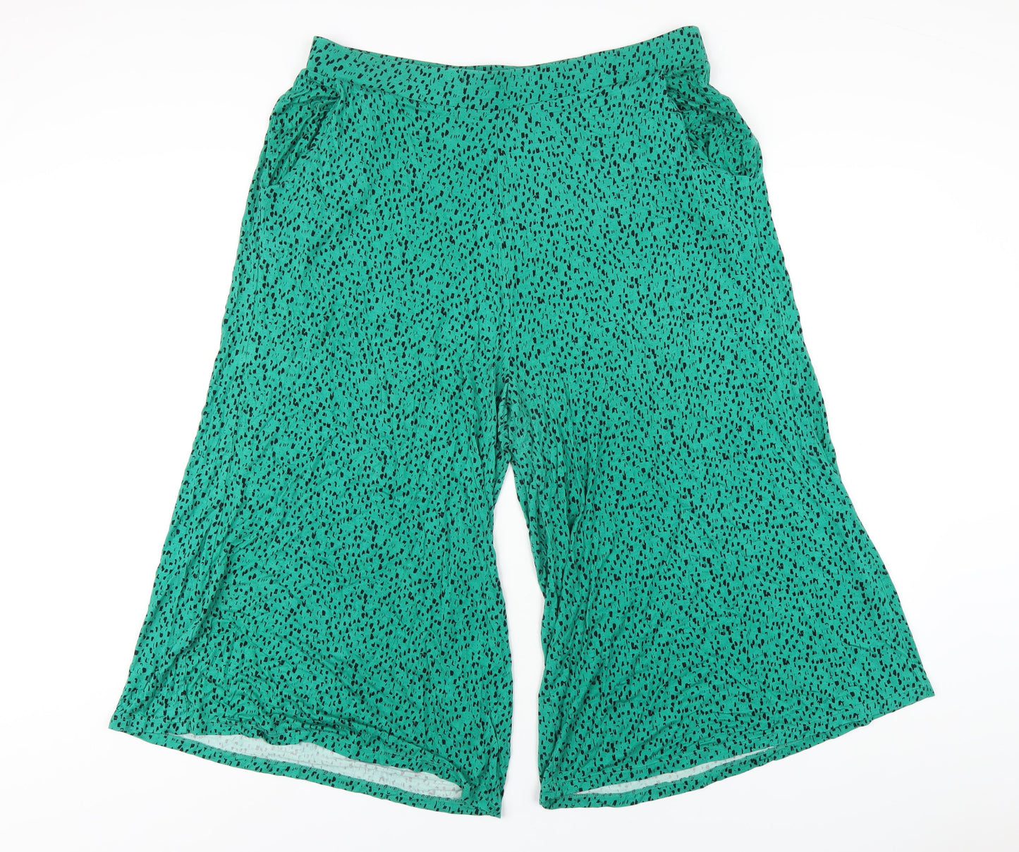 Capsule Womens Green Geometric Viscose Capri Trousers Size 16 Regular