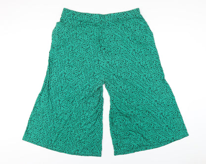 Capsule Womens Green Geometric Viscose Capri Trousers Size 16 Regular
