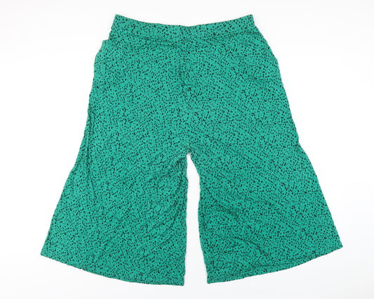 Capsule Womens Green Geometric Viscose Capri Trousers Size 16 Regular