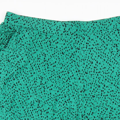 Capsule Womens Green Geometric Viscose Capri Trousers Size 16 Regular