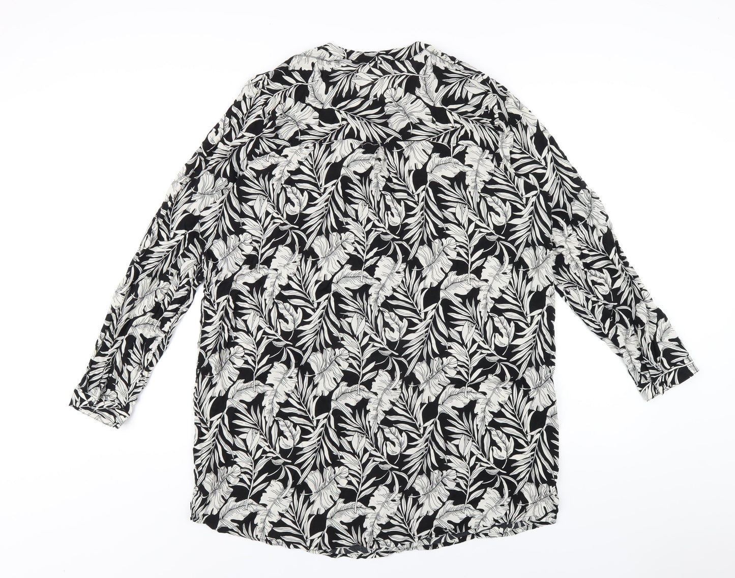 LC Waikiki Womens Black Floral Viscose A-Line Size 18 Round Neck Pullover