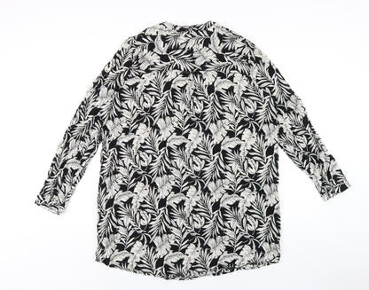 LC Waikiki Womens Black Floral Viscose A-Line Size 18 Round Neck Pullover