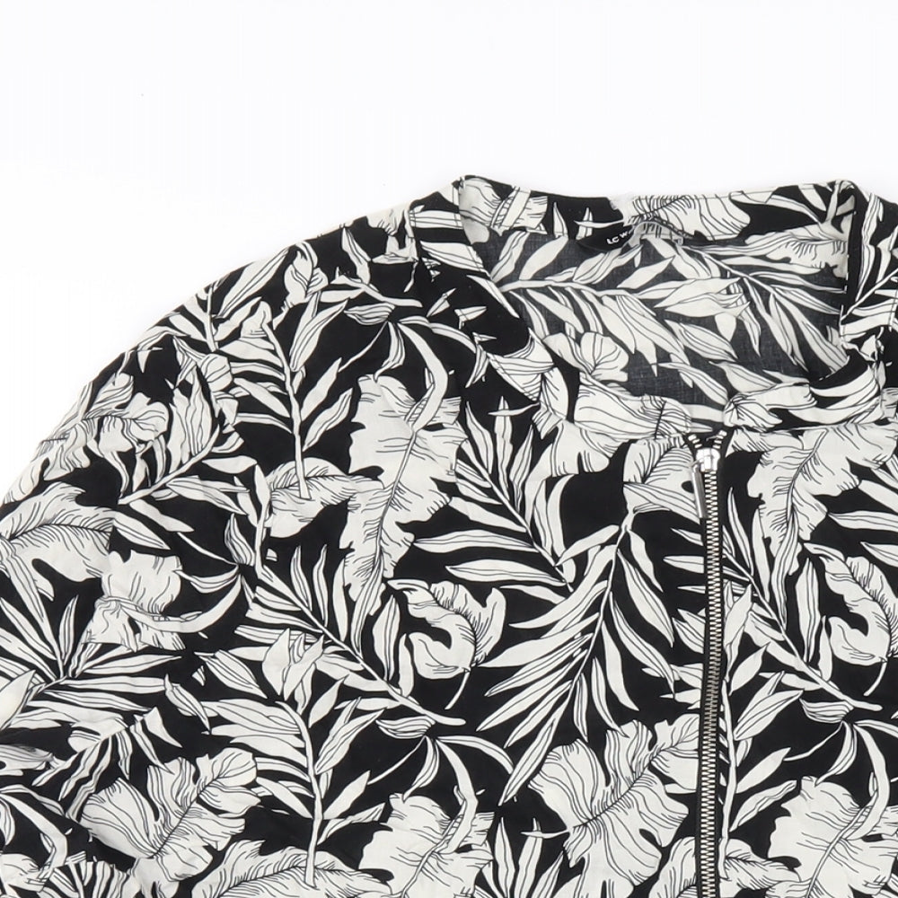 LC Waikiki Womens Black Floral Viscose A-Line Size 18 Round Neck Pullover