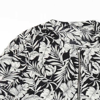 LC Waikiki Womens Black Floral Viscose A-Line Size 18 Round Neck Pullover