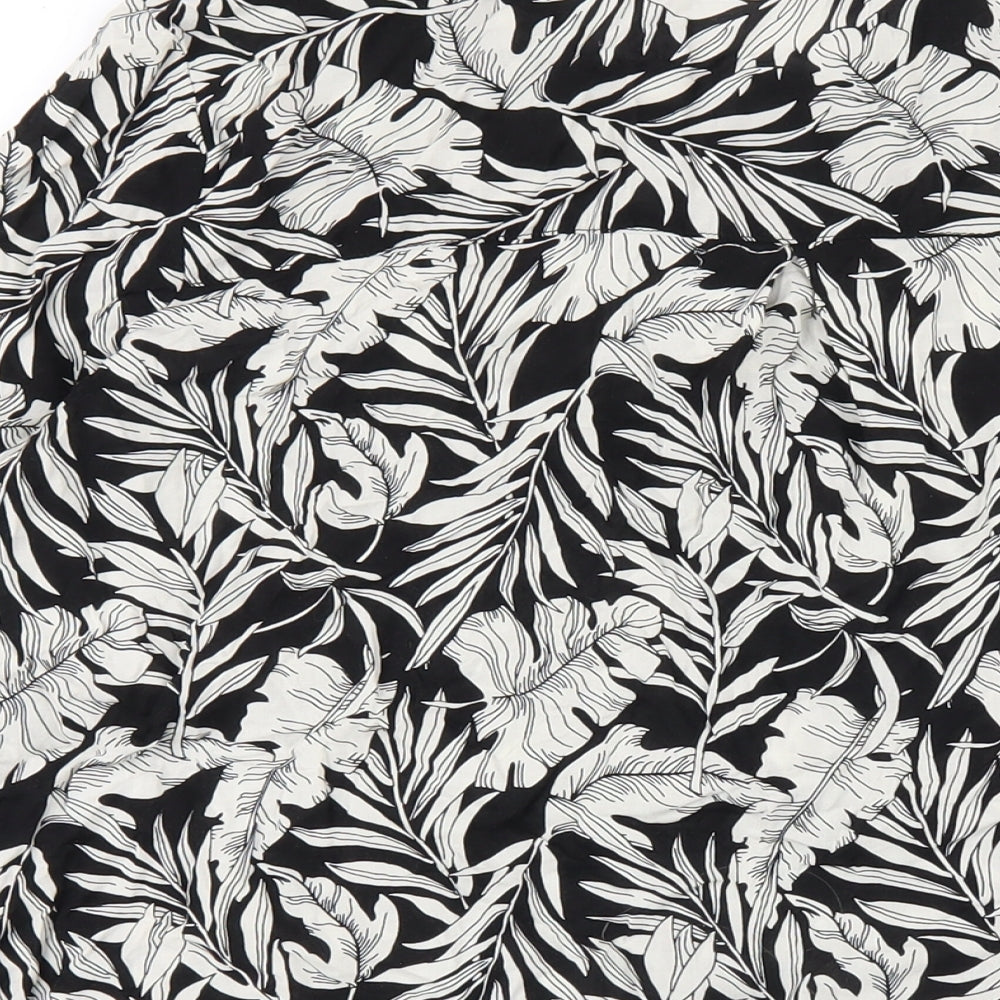 LC Waikiki Womens Black Floral Viscose A-Line Size 18 Round Neck Pullover