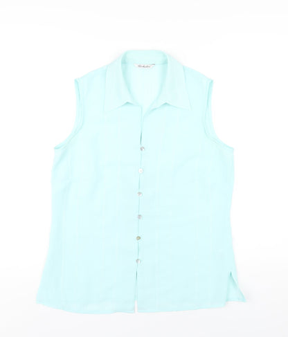 Berkertex Womens Blue Polyester Basic Button-Up Size 14 Collared